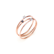 CaterinaB anello triple b&w oro rosa 18 kt con diamanti pietra nera donna