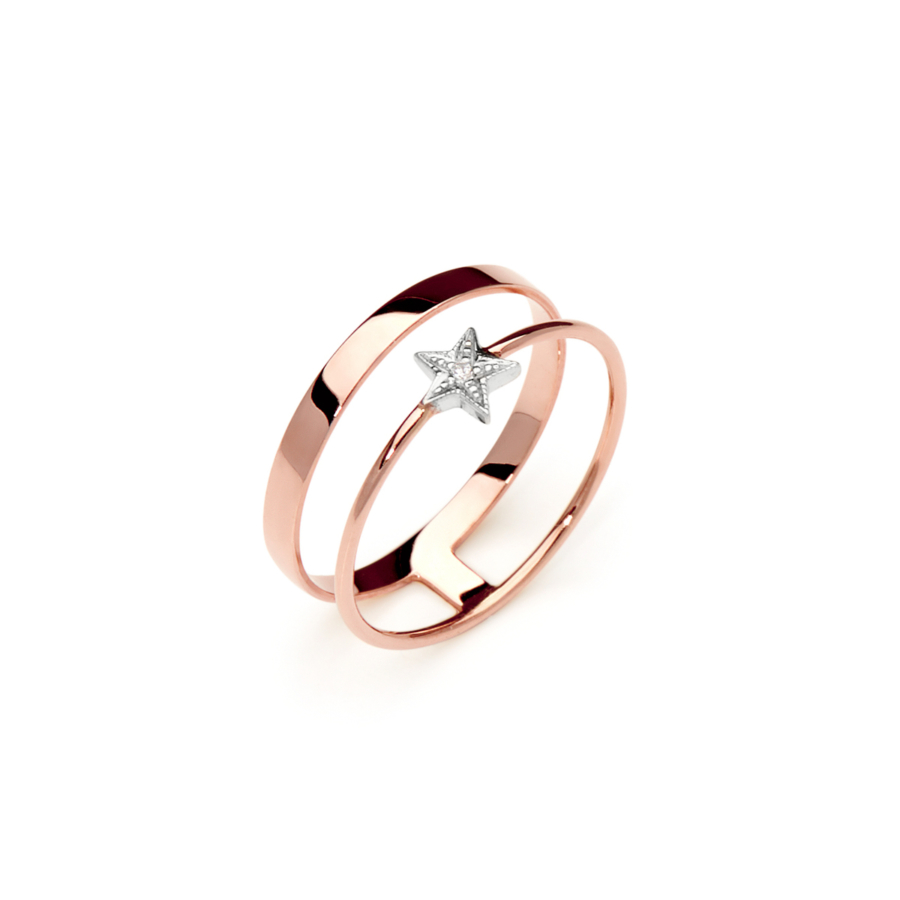 CaterinaB anello 2 star oro rosa 18 kt donna