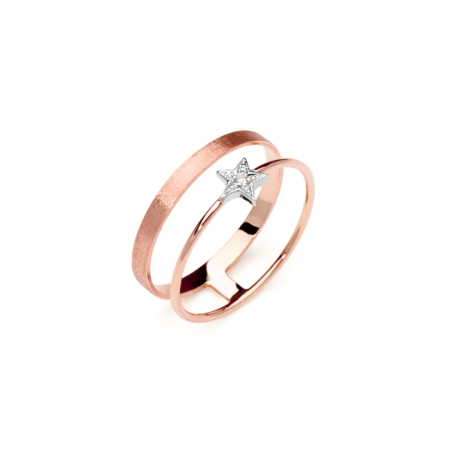 CaterinaB anello oro rosa 2 star satin stella 18 kt donna