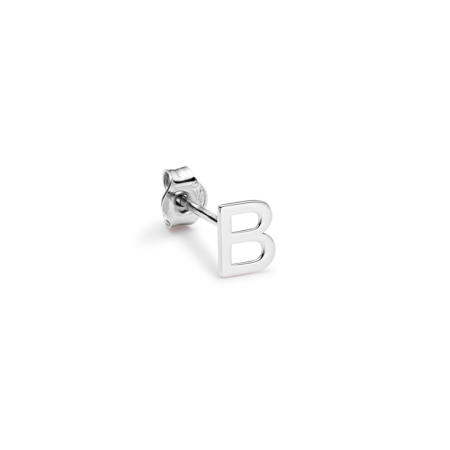 Alphabet white gold earring B