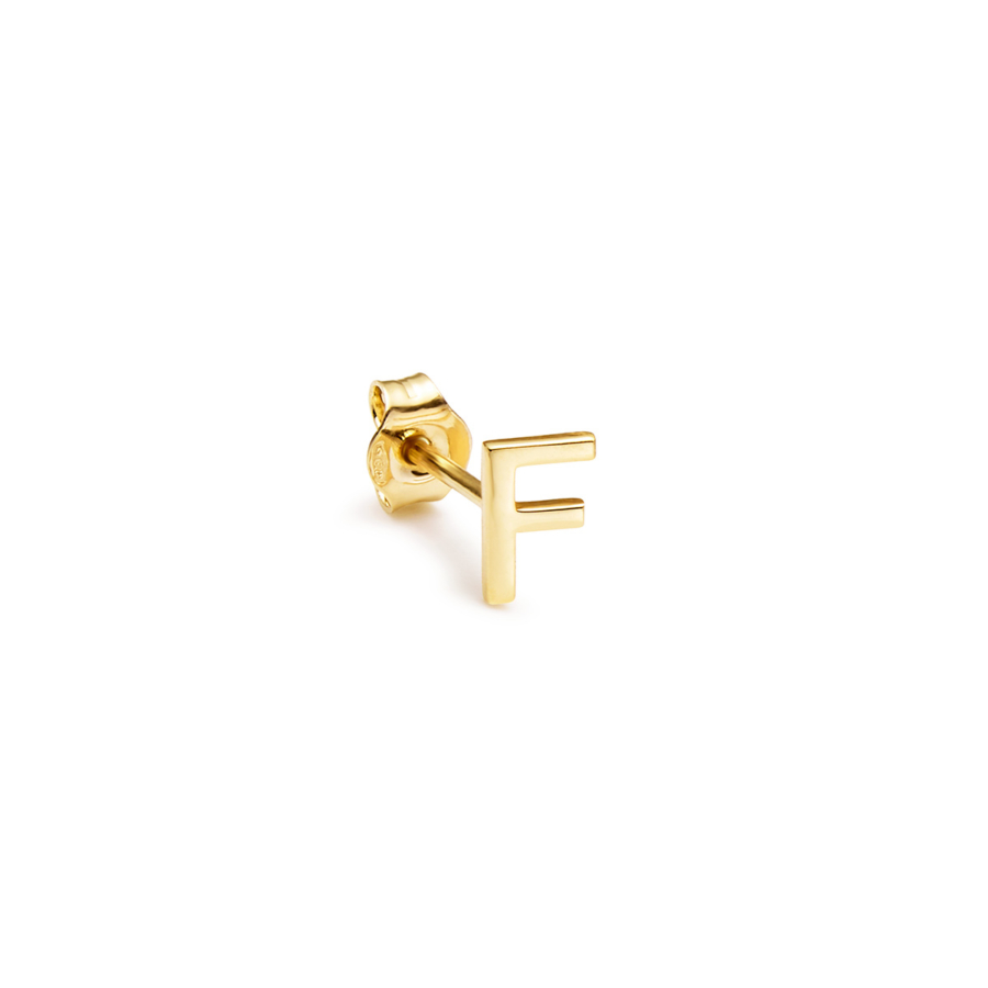 Yellow gold Alphabet Earring F