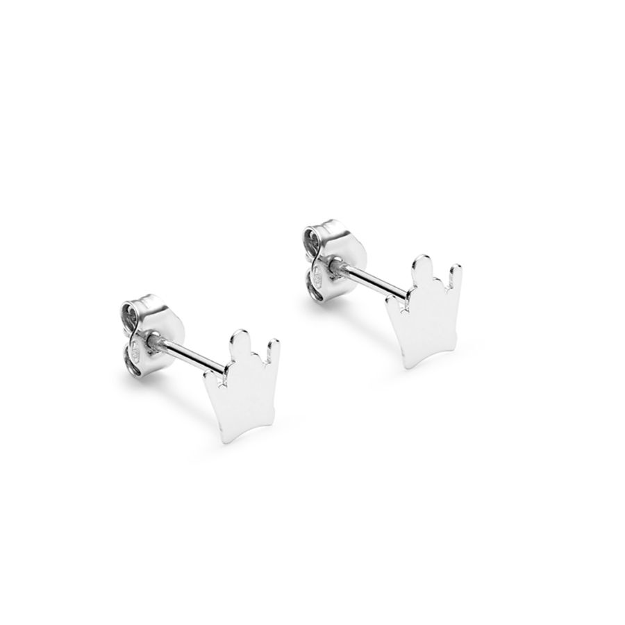 White Gold Crown Earrings