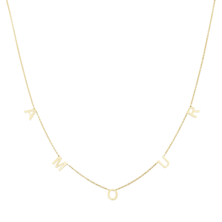 Yellow Gold Necklace with AMOUR inscription
