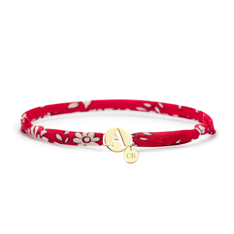 Gold Bracelet Initial Red